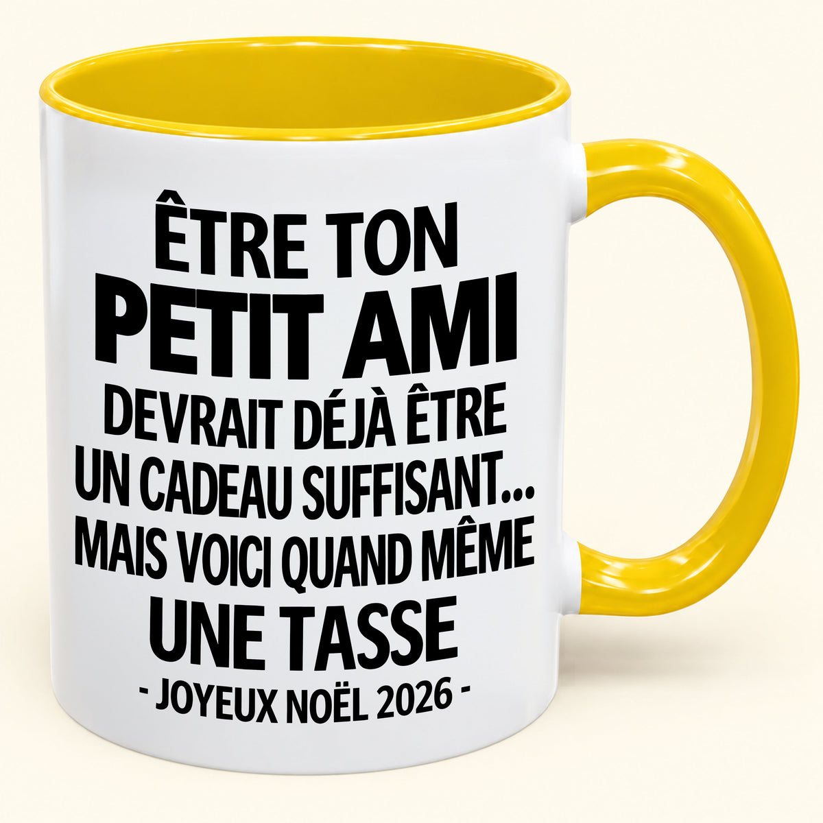 Être ton petit ami est déjà un cadeau suffisant – Mug bicolore humoristique – Cadeau de Noël 2026 (SKU2610-268) MUGFR