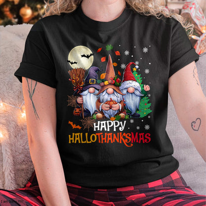 Happy Hallothanksmas Gnomes Lover Halloween Merry Christmas T-Shirt - Christmas Unisex T-Shirt/Hoodie/Sweatshirt - NINA00