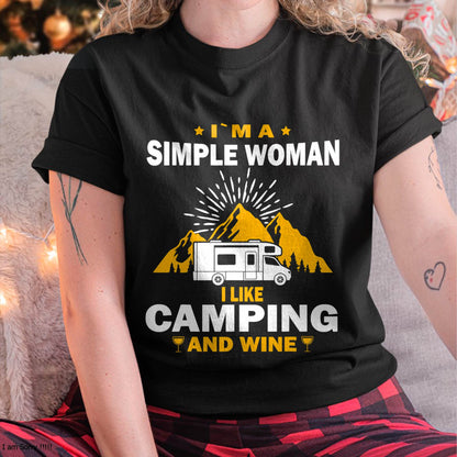 Camping Drinking Vacation Motorhome Camping and Wine T-Shirt