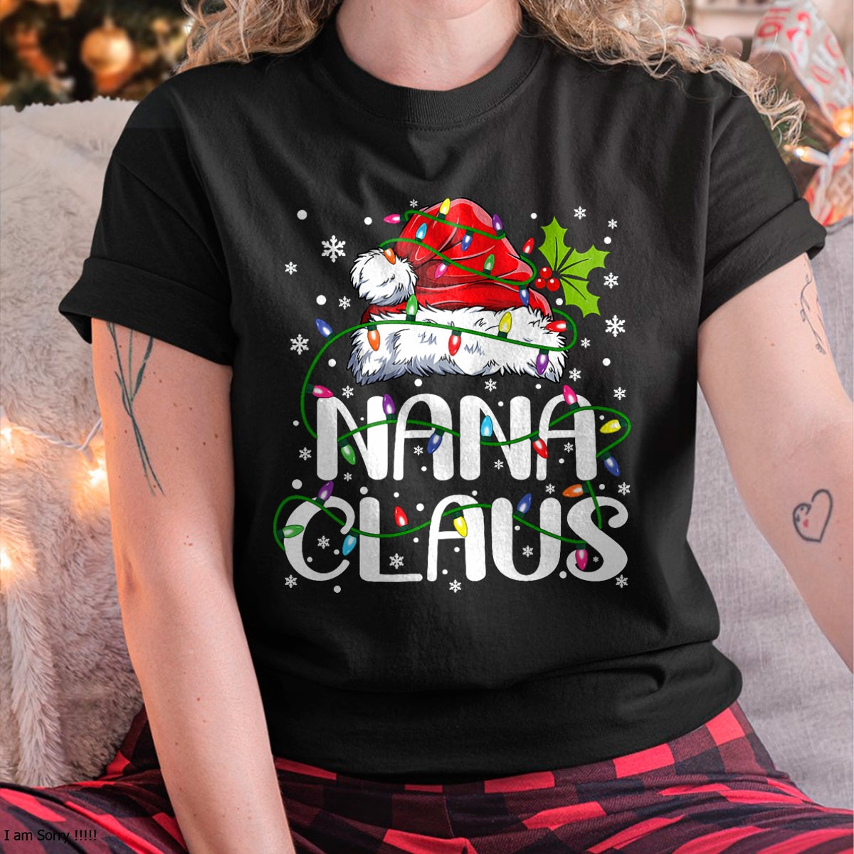 Nana Claus Christmas Lights Pajama Family Matching T-Shirt - Christmas Unisex T-Shirt/Hoodie/Sweatshirt - NINA00