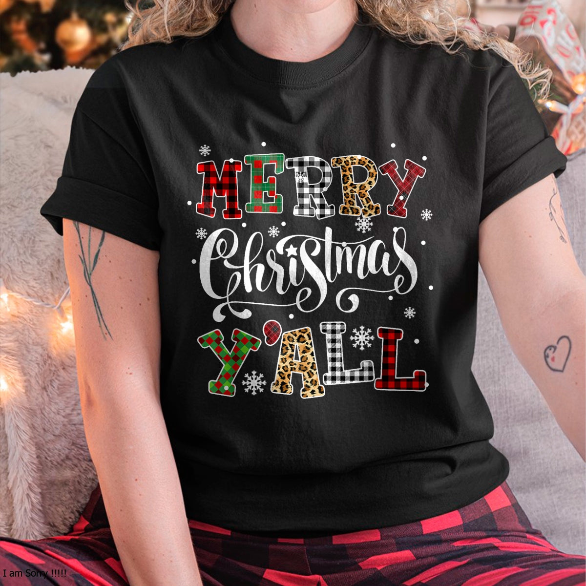Merry Christmas Ya'll Leopard Buffalo Plaid Pajama Family T-Shirt - Christmas Unisex T-Shirt/Hoodie/Sweatshirt - NINA00