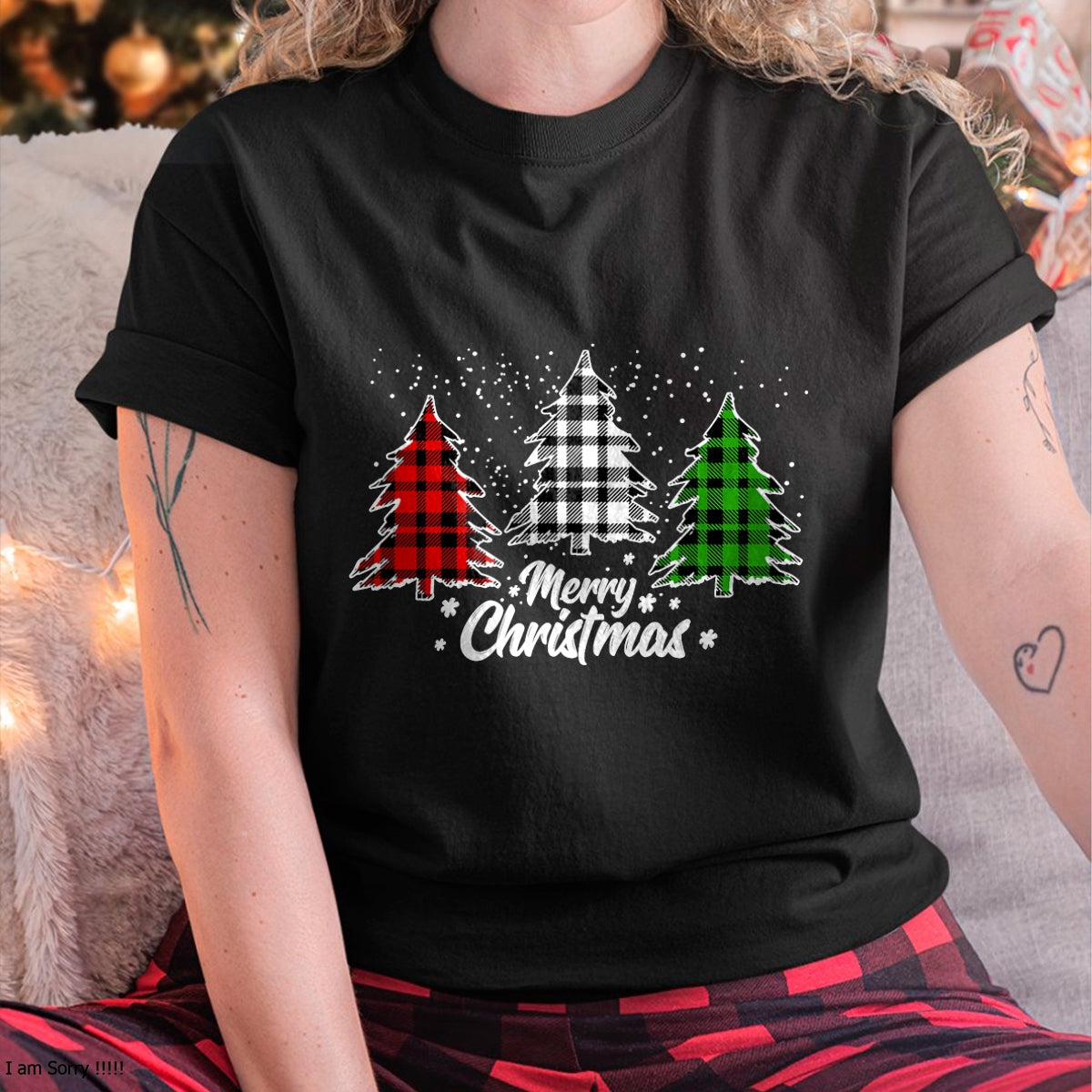 Merry Christmas Tree Xmas Buffalo Plaid Red White Green T-Shirt - Christmas Unisex T-Shirt/Hoodie/Sweatshirt - NINA00