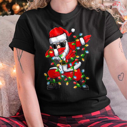 Dabbing Santa Xmas Lights Girls Boys Kids Christmas Gifts T-Shirt - Christmas Unisex T-Shirt/Hoodie/Sweatshirt - NINA00