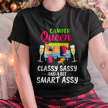 Camper Queen Classy Sassy And A Bit Smart Assy Women - Camping T-Shirt (SKUNINA - C01)
