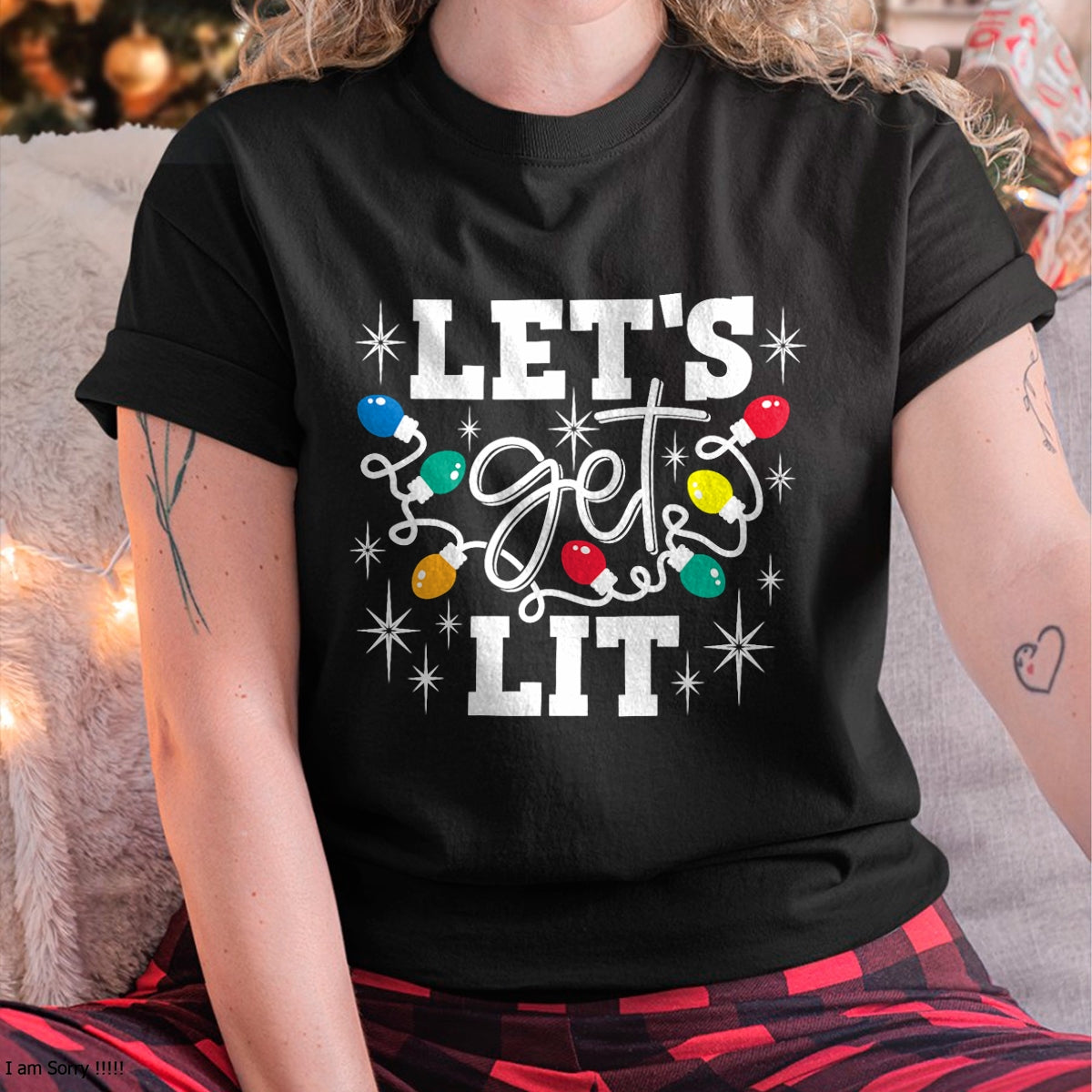 Christmas Shirts for Family, Funny christmas shirts, Christmas Unisex T-Shirt/Hoodie/Sweatshirt HLT00 - Let's Get Lit Drinking Santa Hat Christmas Lights Funny T-Shirt