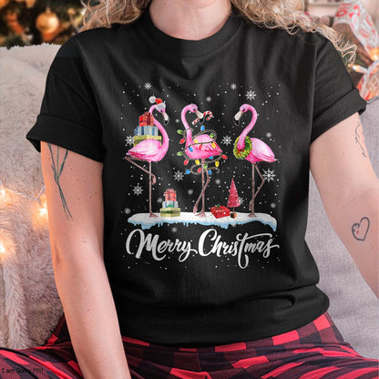 Merry Christmas Hat Santa Flamingo Light Christmas NINA T-Shirt - Christmas Unisex T-Shirt/Hoodie/Sweatshirt - NINA00