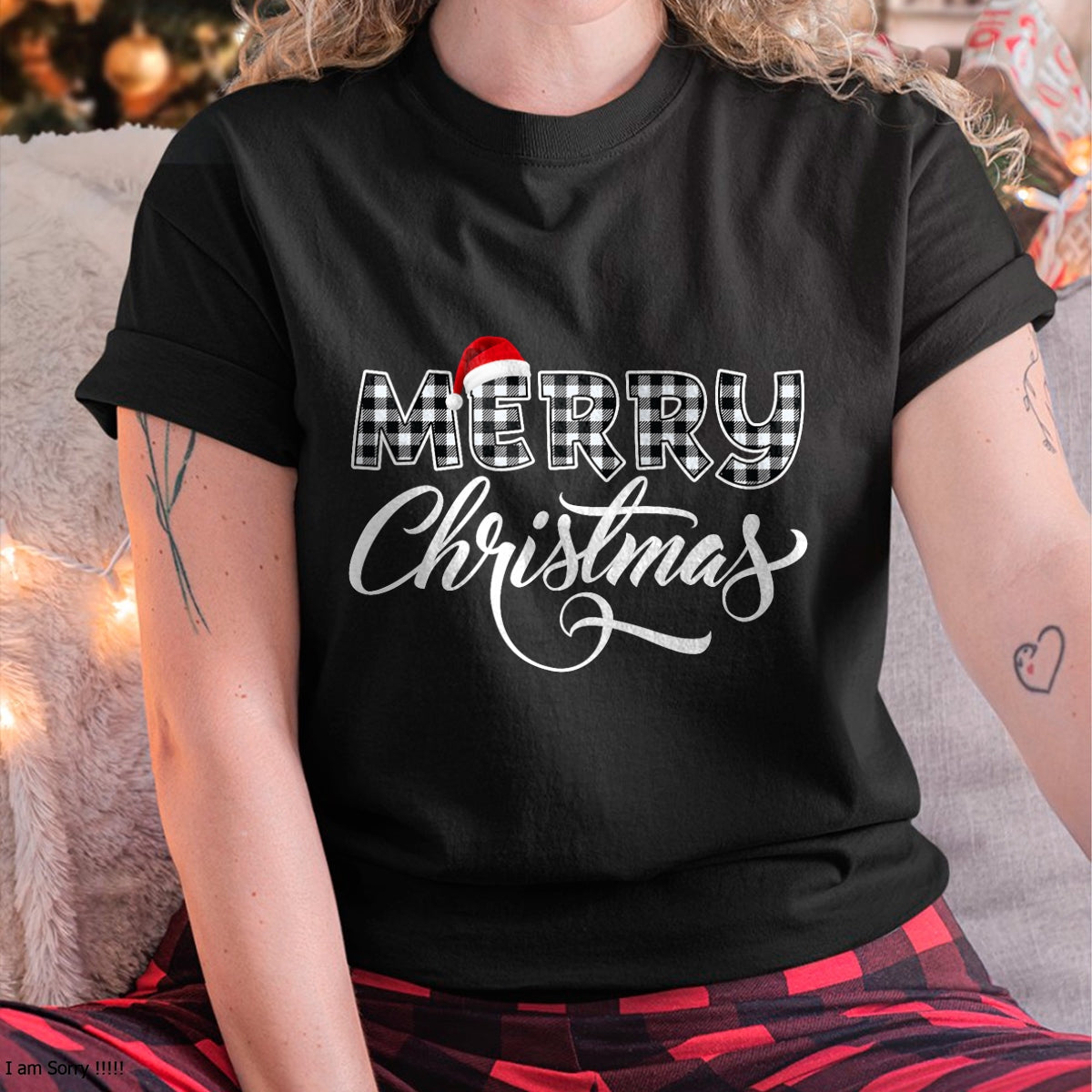 Merry Christmas Buffalo Black and White Plaid for Men Women T-Shirt - Christmas Unisex T-Shirt/Hoodie/Sweatshirt - NINA00