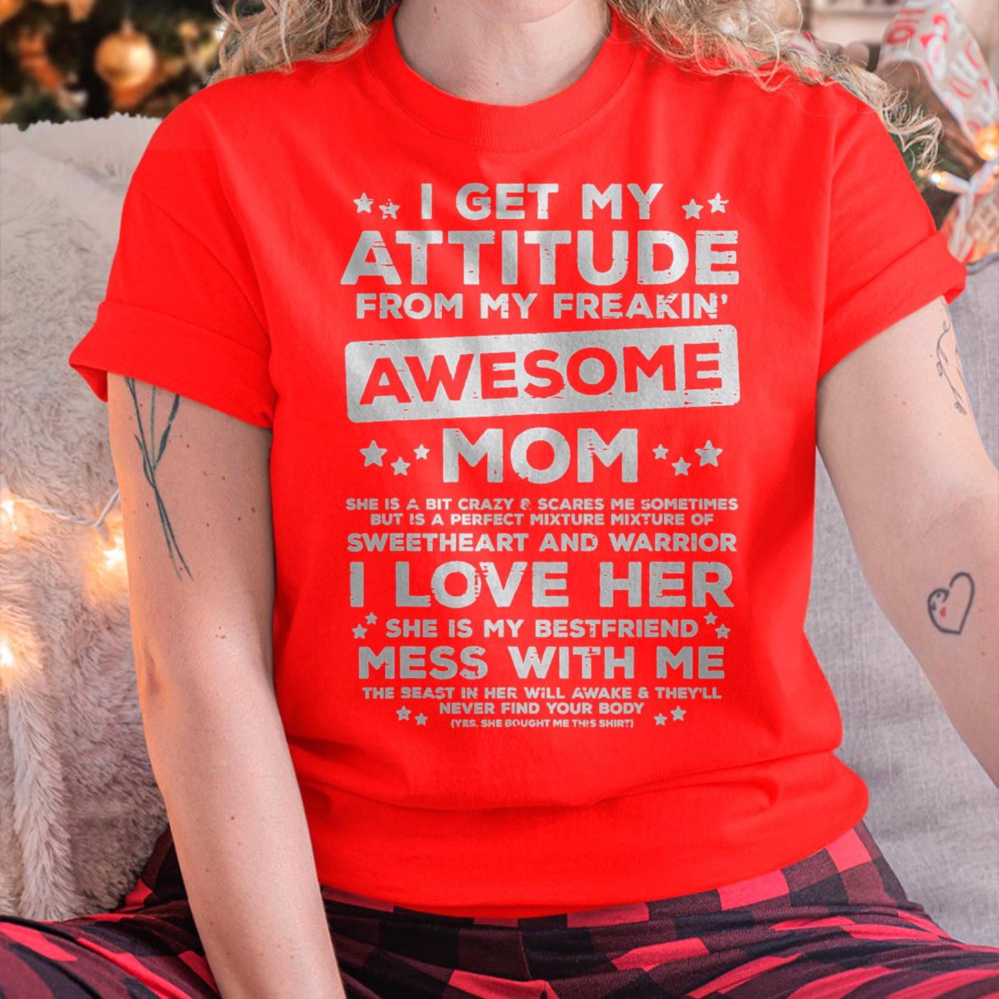 Got My Attitude From Awesome Mom Mothers Day Daughter Son T-Shirt - Gift for Daughter and Son From Mom - NINA00