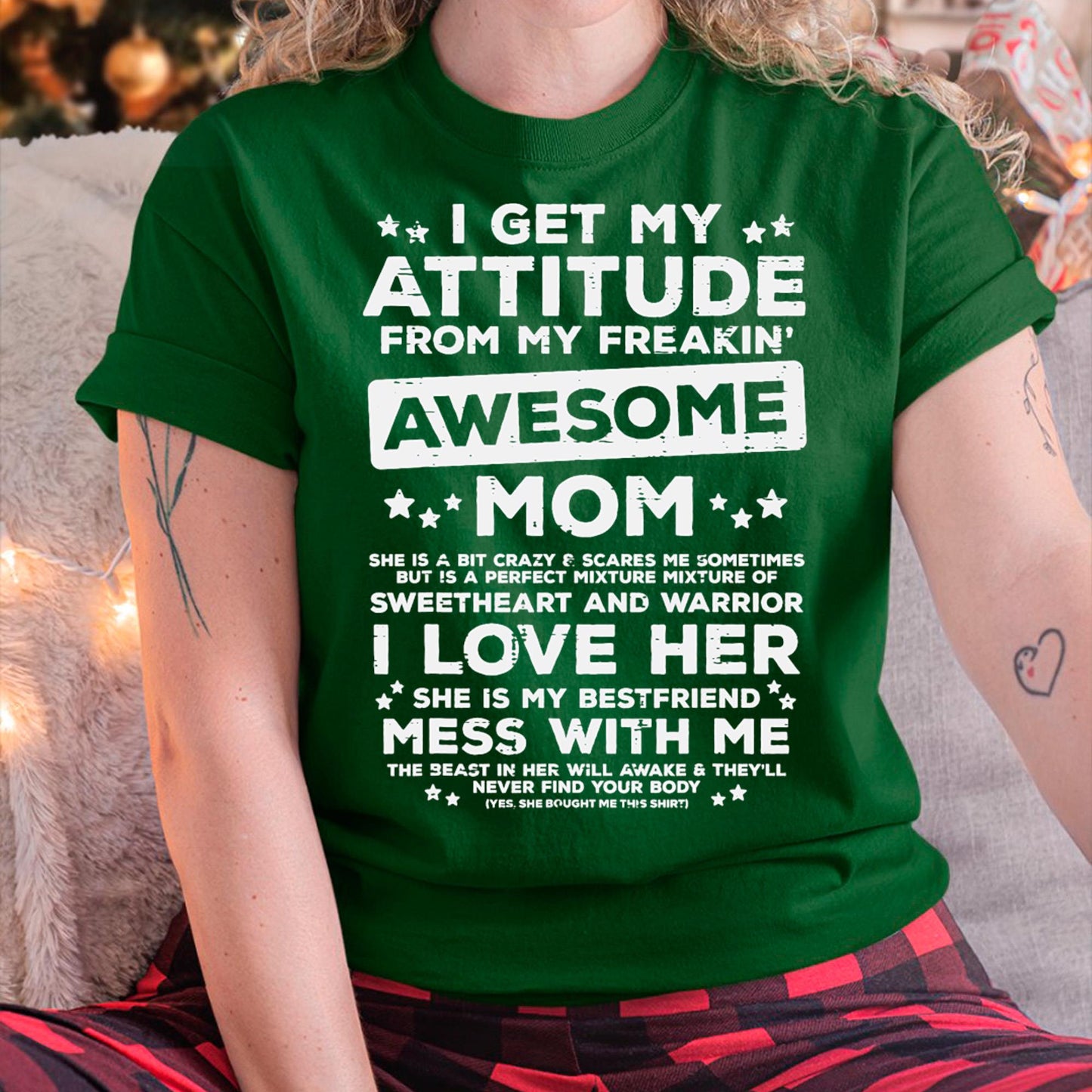 Got My Attitude From Awesome Mom Mothers Day Daughter Son T-Shirt - Gift for Daughter and Son From Mom - NINA00