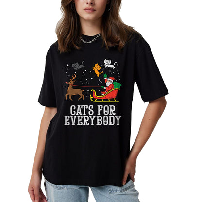 Cats For Everybody Christmas Cat Funny Xmas Women Santa T-Shirt - Christmas Unisex T-Shirt/Hoodie/Sweatshirt - NINA00
