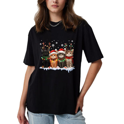 Cat Christmas Light Reindeer Santa Christmas Cat Lover T-Shirt - Christmas Unisex T-Shirt/Hoodie/Sweatshirt - NINA00