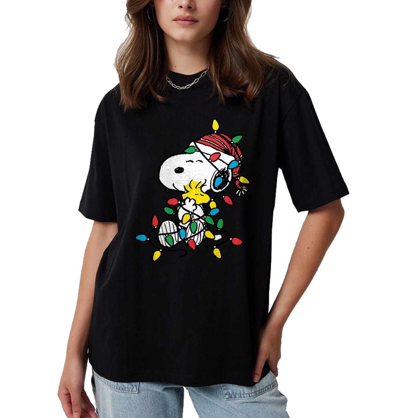Peanuts - Snoopy Woodstock Christmas Lights T-Shirt - Christmas Unisex T-Shirt/Hoodie/Sweatshirt - NINA00