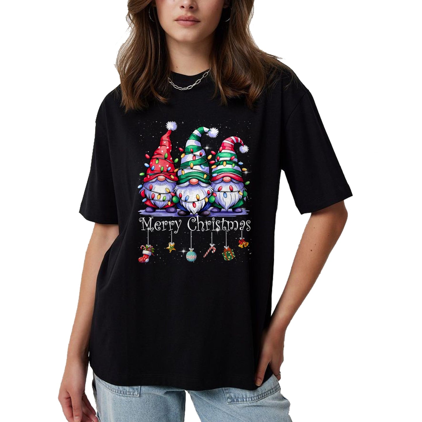 Cute Gnomes Merry Christmas Light Family Gnome Xmas Matching T-Shirt - Christmas Unisex T-Shirt/Hoodie/Sweatshirt - NINA00
