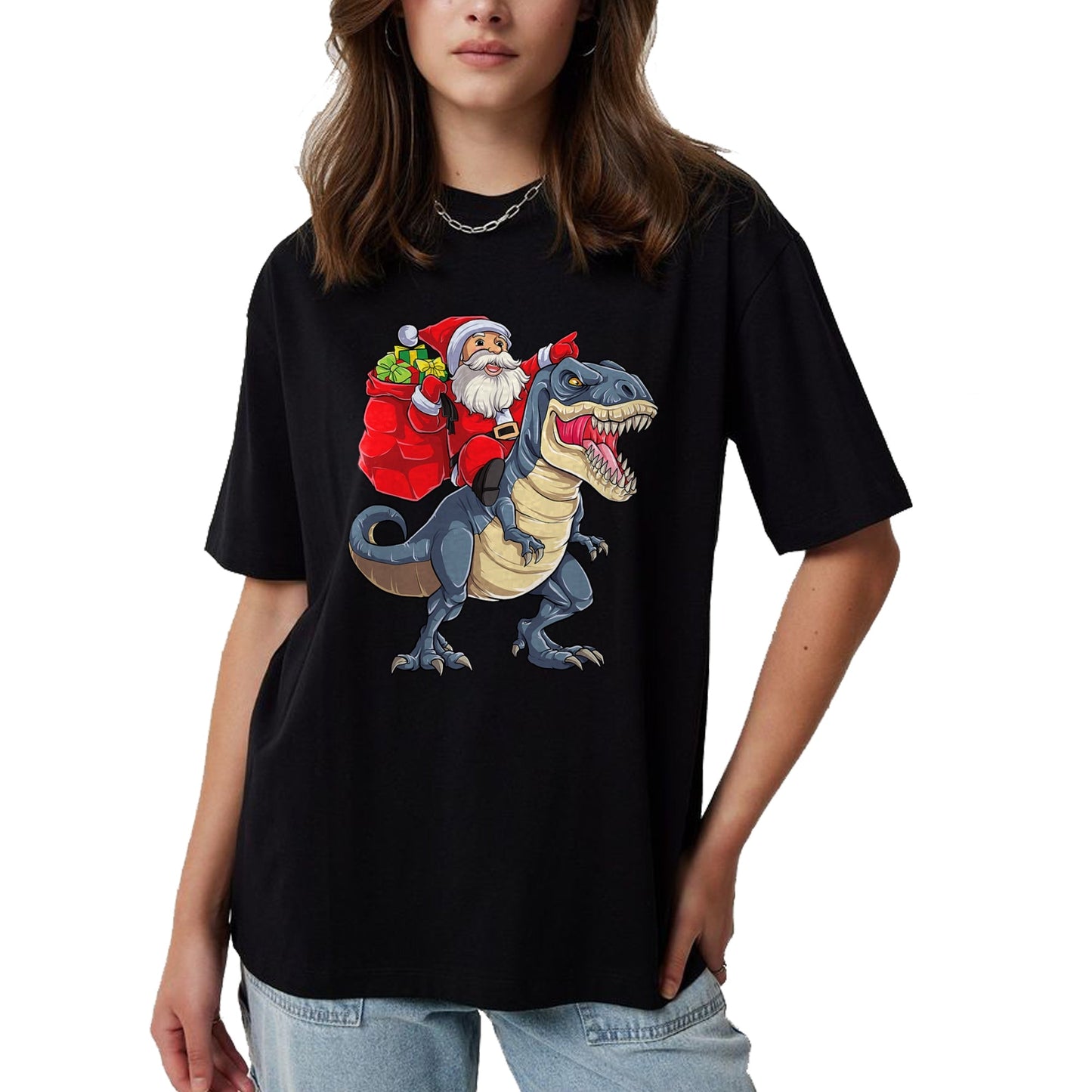 Dinosaur T rex Christmas Santa Boys Men Girls Xmas Squad T-Shirt - Christmas Unisex T-Shirt/Hoodie/Sweatshirt - NINA00