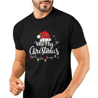 Merry Christmas Lights Red Santa Hat Xmas Family Men Women Pullover - Christmas Unisex T-Shirt/Hoodie/Sweatshirt - NINA00