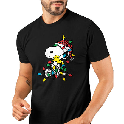 Peanuts - Snoopy Woodstock Christmas Lights T-Shirt - Christmas Unisex T-Shirt/Hoodie/Sweatshirt - NINA00