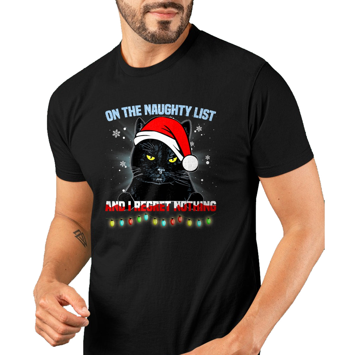 On The Naughty List And I Regret Nothing Cat Christmas T-Shirt - Christmas Unisex T-Shirt/Hoodie/Sweatshirt - NINA00