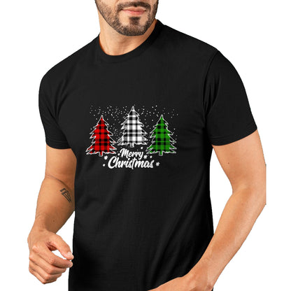 Merry Christmas Tree Xmas Buffalo Plaid Red White Green T-Shirt - Christmas Unisex T-Shirt/Hoodie/Sweatshirt - NINA00