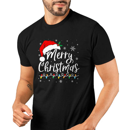 Merry Christmas Lights Santa Hat Xmas Family Matching Pajama T-Shirt - Christmas Unisex T-Shirt/Hoodie/Sweatshirt - NINA00