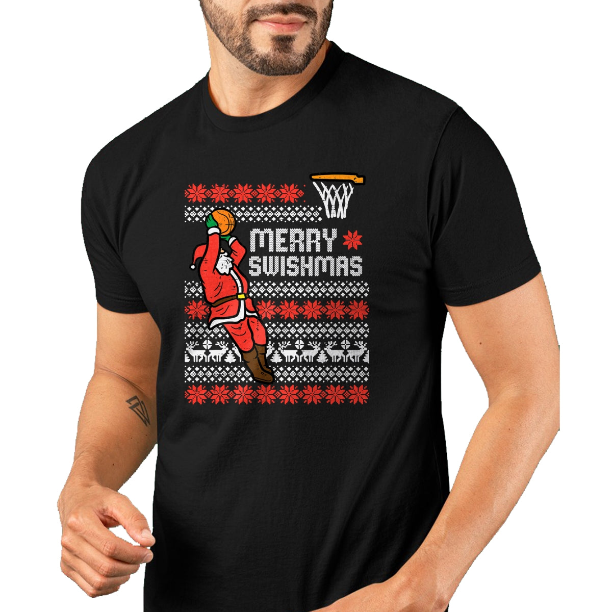 Merry Swishmas Basketball Ugly Christmas Xmas Men Boys Kids T-Shirt - Christmas Unisex T-Shirt/Hoodie/Sweatshirt - NINA00