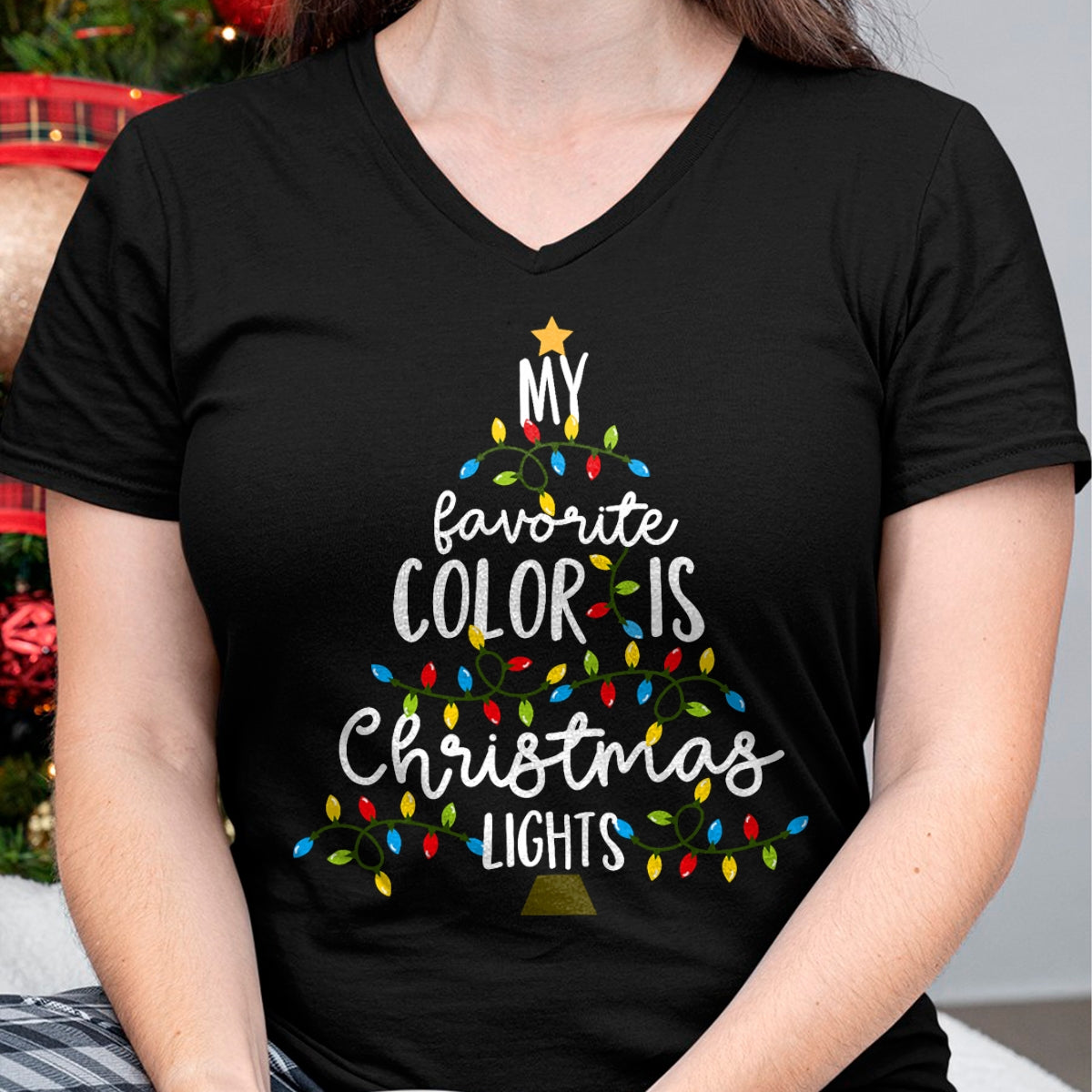Christmas Shirts for Family, Funny christmas shirts, Christmas Unisex T-Shirt/Hoodie/Sweatshirt HLT00 - My Favorite Color Is Christmas Lights Kids Boy Women T-Shirt