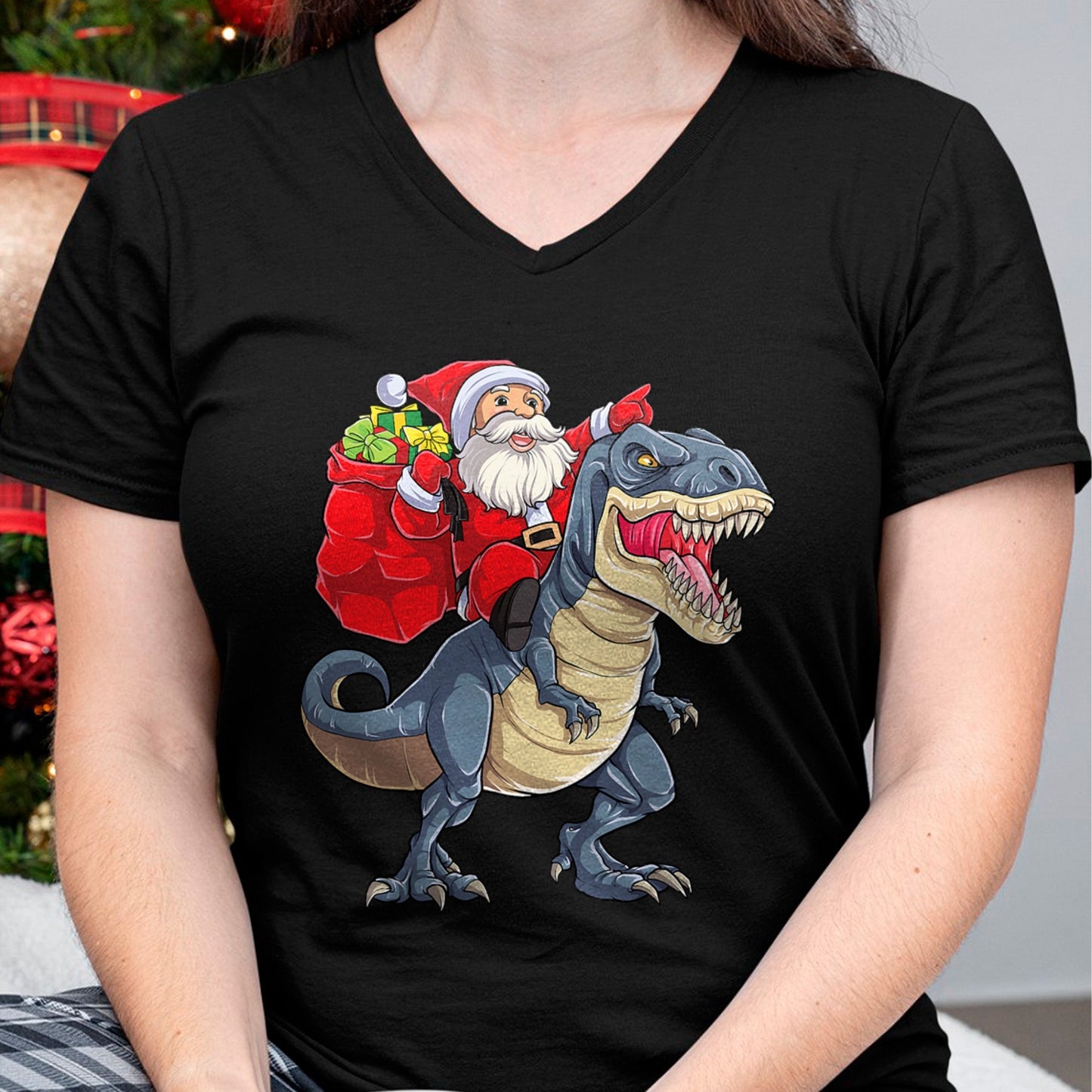 Dinosaur T rex Christmas Santa Boys Men Girls Xmas Squad T-Shirt - Christmas Unisex T-Shirt/Hoodie/Sweatshirt - NINA00