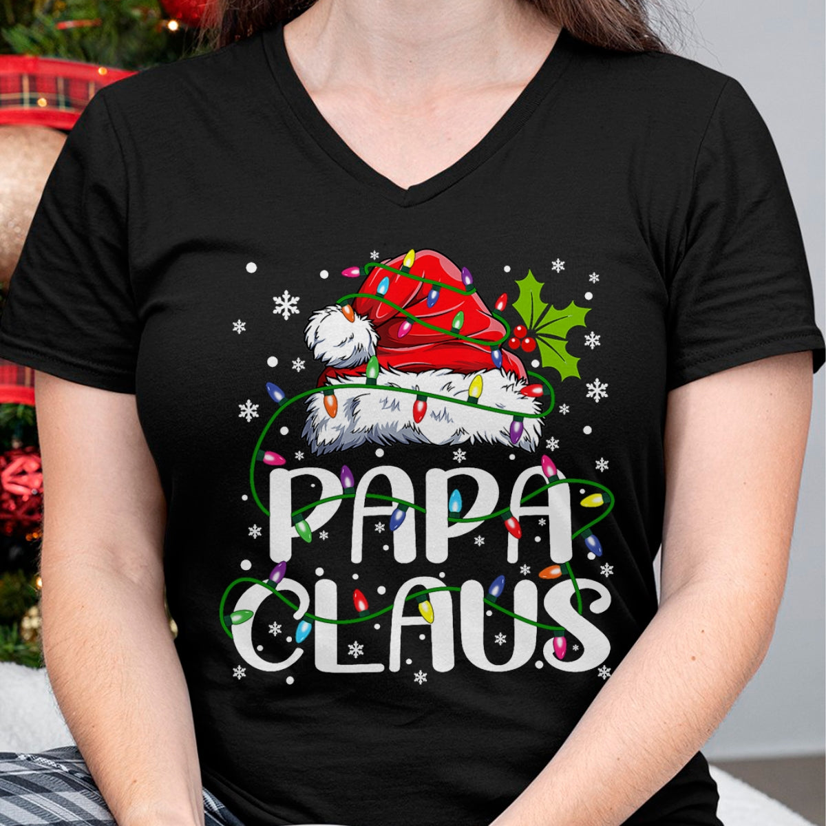 Christmas Shirts for Family, Funny christmas shirts, Christmas Unisex T-Shirt/Hoodie/Sweatshirt HLT00 - Papa Claus Christmas Lights Pajama Family Matching T-Shirt