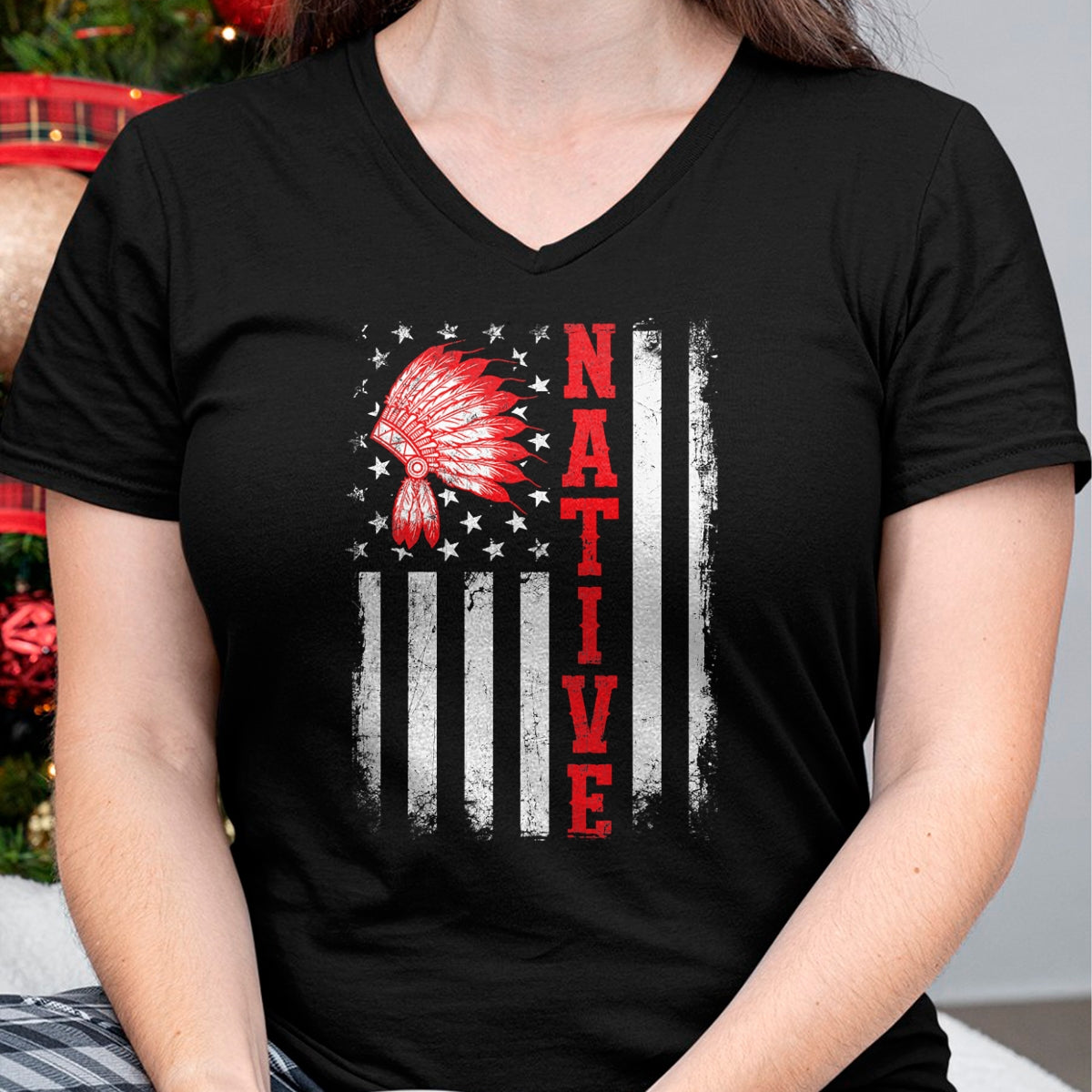 Native American T-Shirts, Vintage Native American Unisex T-Shirt/Hoodie/Sweatshirt HLT00 - Native - American Day USA Flag Cherokee Indigenous People T-Shirt (1)