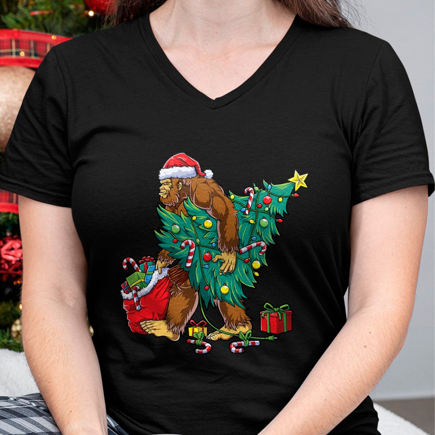 Most Wonderful Christmas Co Bigfoot Christmas Tree Lights Xmas Boys Men Sasquax T-Shirt - Christmas Unisex T-Shirt/Hoodie/Sweatshirt - NINA00