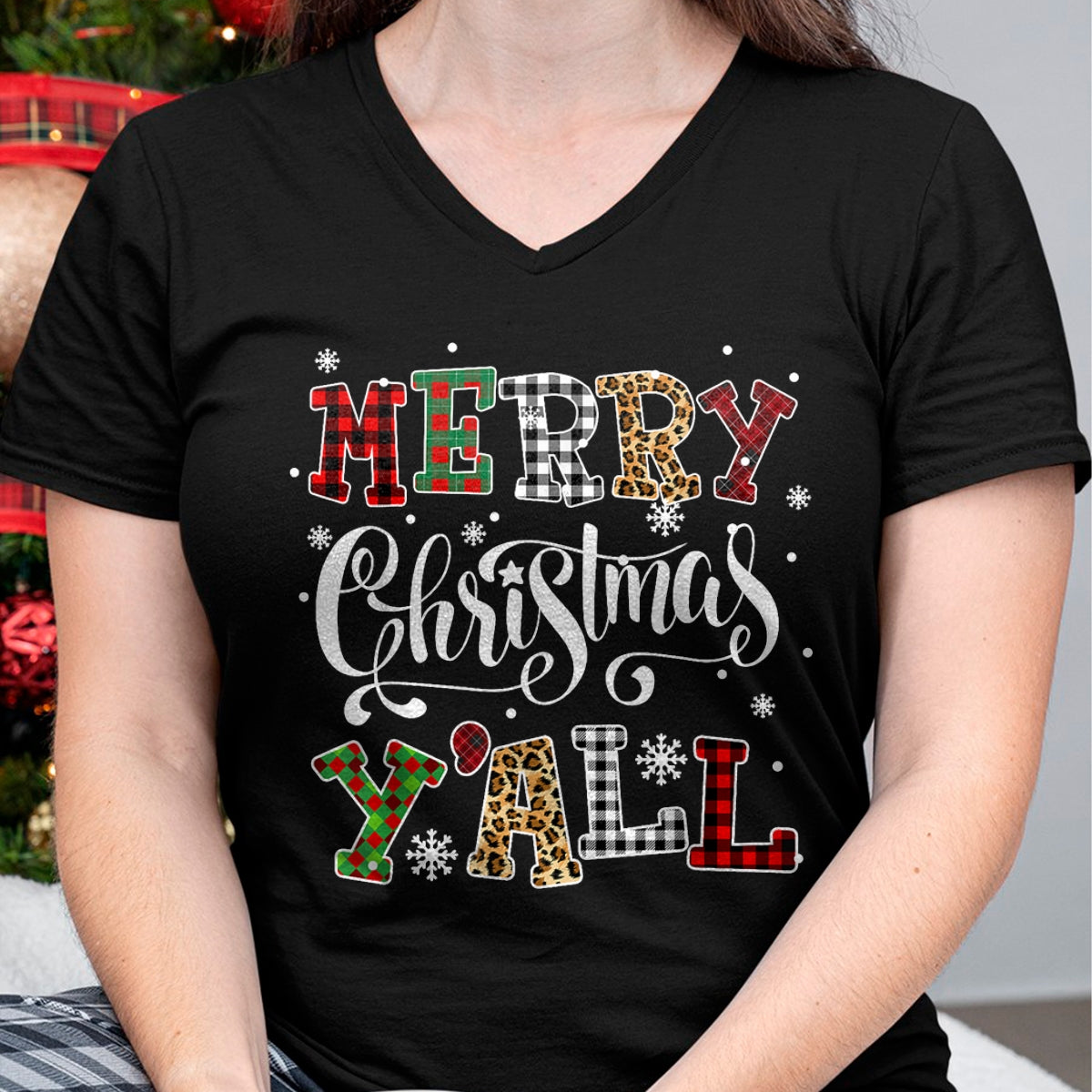 Merry Christmas Ya'll Leopard Buffalo Plaid Pajama Family T-Shirt - Christmas Unisex T-Shirt/Hoodie/Sweatshirt - NINA00
