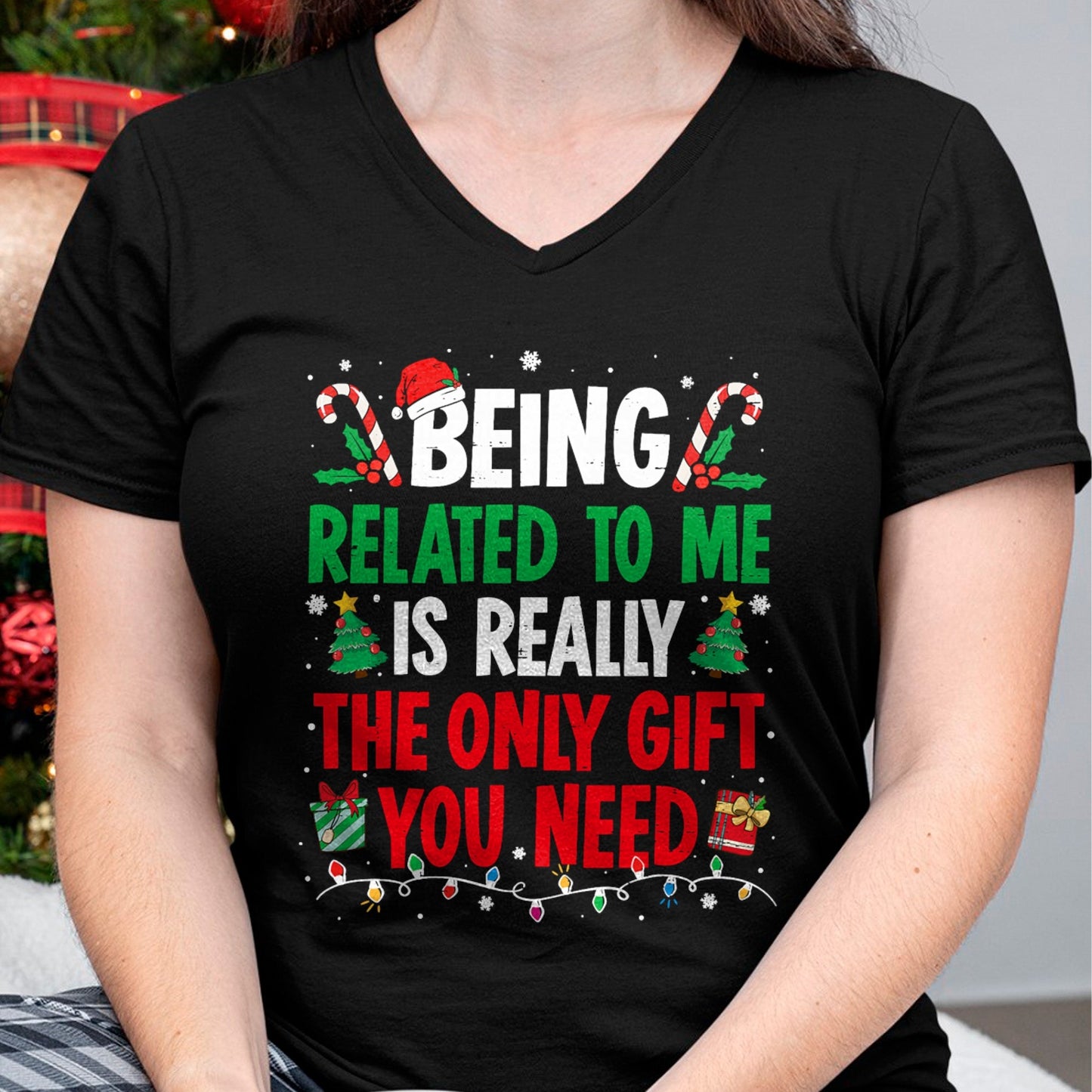 Being Related To Me Funny Christmas Family Xmas Pajamas T-Shirt  - Christmas Unisex T-Shirt/Hoodie/Sweatshirt - NINA00