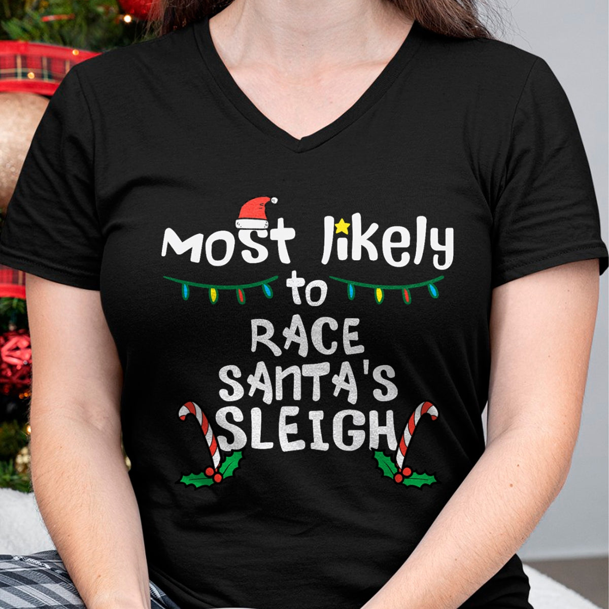 Most Likely Race Santa Sleigh Christmas Xmas Family Boys Men T-Shirt - Christmas Unisex T-Shirt/Hoodie/Sweatshirt - NINA00
