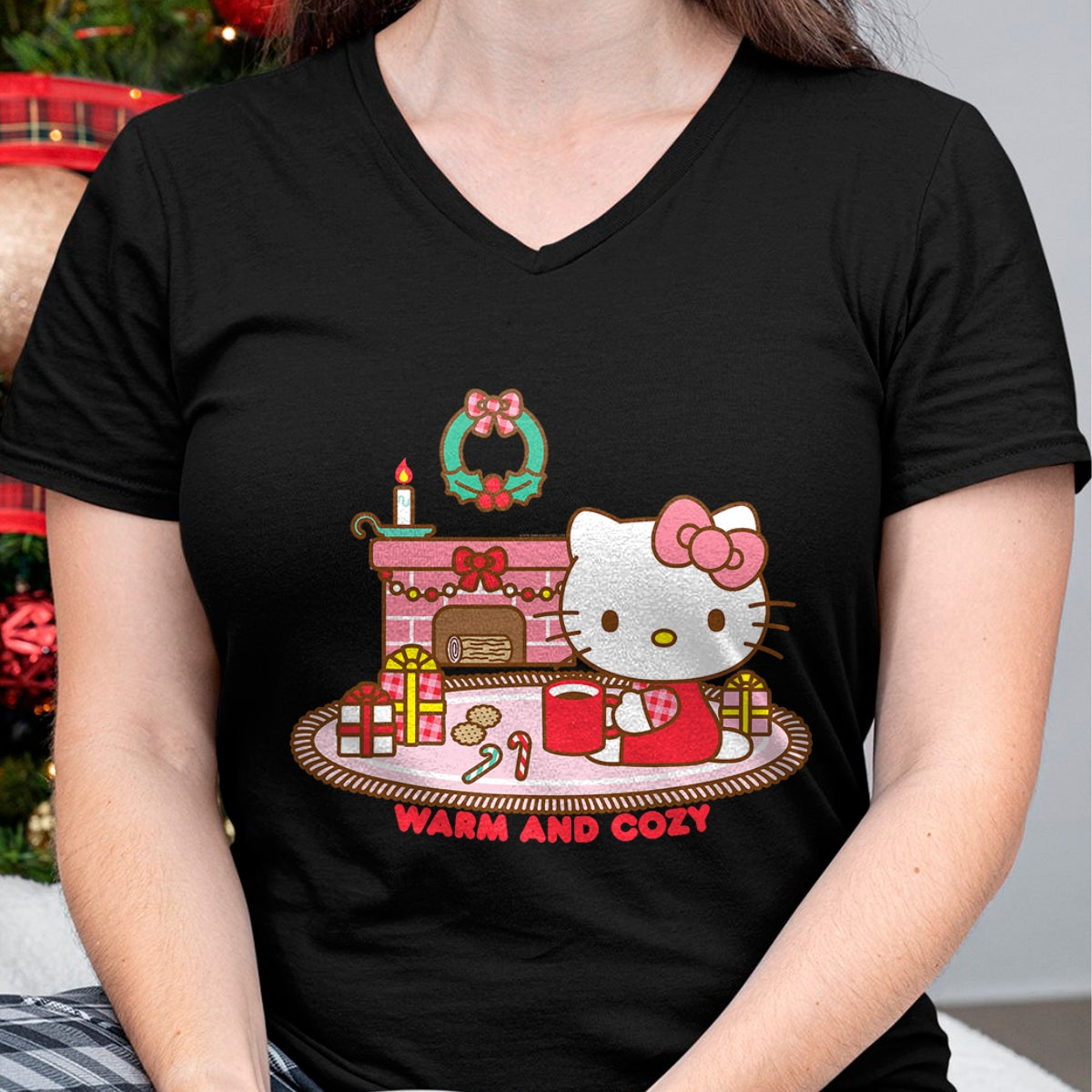 Christmas Shirts for Family, Funny christmas shirts, Christmas Unisex T-Shirt/Hoodie/Sweatshirt HLT00 - Hello Kitty Warm And Cozy Christmas T-Shirt