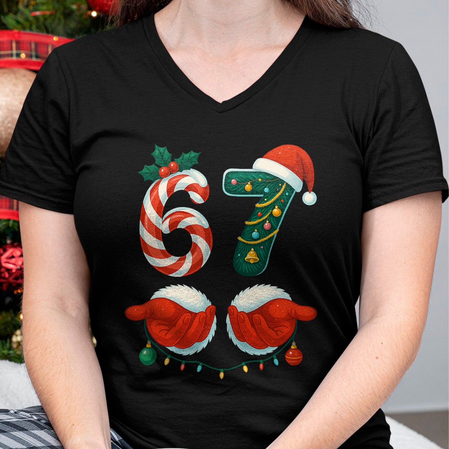 67 Christmas 6 7 Meme Pajamas Holiday Gen Alpha Slang T-Shirt - Christmas Unisex T-Shirt/Hoodie/Sweatshirt - NINA00