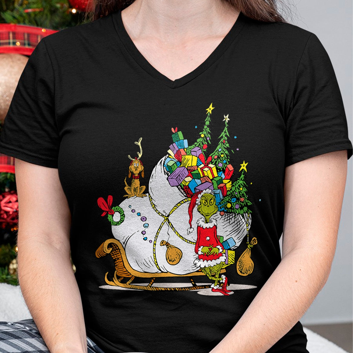 Dr. Seuss Grinch Sleigh T-Shirt - Christmas Unisex T-Shirt/Hoodie/Sweatshirt - NINA00