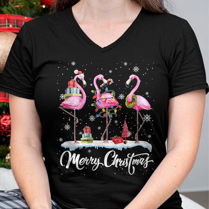 Merry Christmas Hat Santa Flamingo Light Christmas NINA T-Shirt - Christmas Unisex T-Shirt/Hoodie/Sweatshirt - NINA00