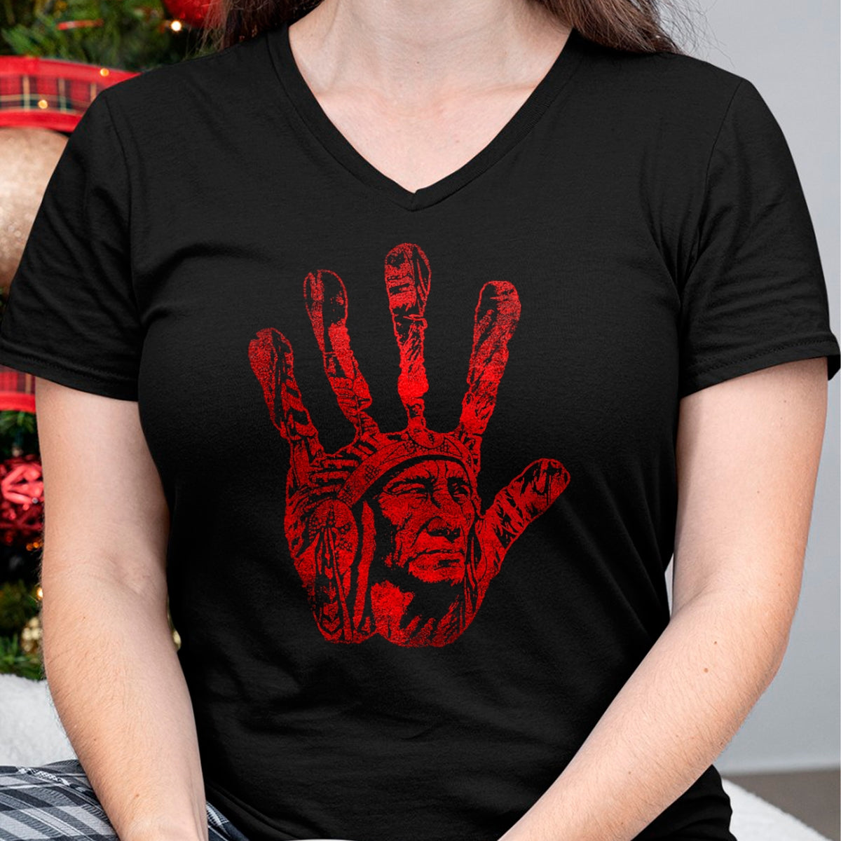 Native American T-Shirts, Vintage Native American Unisex T-Shirt/Hoodie/Sweatshirt HLT00 - Native American Indigenous Red Hand Indian Blood Themed T-Shirt (1)