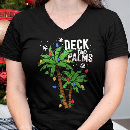 Deck The Palms Tropical Hawaii Christmas Palm Tree Lights T-Shirt - Christmas Unisex T-Shirt/Hoodie/Sweatshirt - NINA00