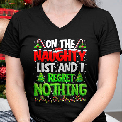 On The Naughty List and Regret Nothing Pjs Christmas Xmas Ki T-Shirt - Christmas Unisex T-Shirt/Hoodie/Sweatshirt - NINA00