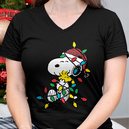 Peanuts - Snoopy Woodstock Christmas Lights T-Shirt - Christmas Unisex T-Shirt/Hoodie/Sweatshirt - NINA00