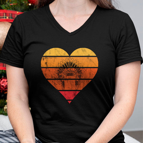 Native American T-Shirts, Vintage Native American Unisex T-Shirt/Hoodie/Sweatshirt HLT00 - Native American Retro Vintage Heart Sunset Native American T-Shirt