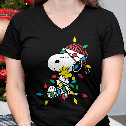 Christmas Shirts for Family, Funny christmas shirts, Christmas Unisex T-Shirt/Hoodie/Sweatshirt HLT00 - Peanuts - Snoopy Woodstock Christmas Lights T-Shirt