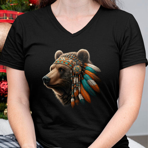 Native American T-Shirts, Vintage Native American Unisex T-Shirt/Hoodie/Sweatshirt HLT00 - Native American Bear Artwork Native American Day Design T-Shirt (1)