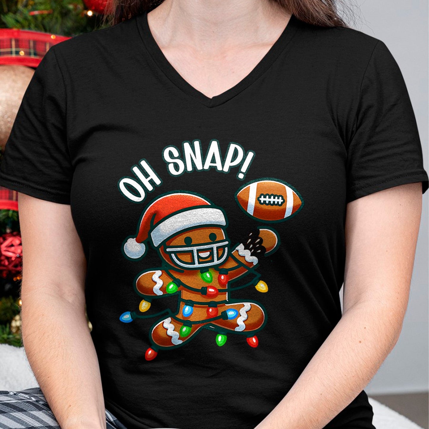 Funny Gingerbread Man Pajamas & PJs Xmas Holiday Oh Snap Gingerbreadman Christmas Football T-Shirt - Christmas Unisex T-Shirt/Hoodie/Sweatshirt - NINA00