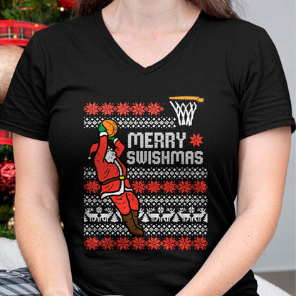Merry Swishmas Basketball Ugly Christmas Xmas Men Boys Kids T-Shirt - Christmas Unisex T-Shirt/Hoodie/Sweatshirt - NINA00