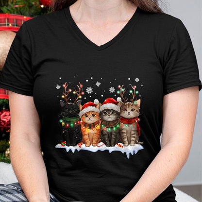 Cat Christmas Light Reindeer Santa Christmas Cat Lover T-Shirt - Christmas Unisex T-Shirt/Hoodie/Sweatshirt - NINA00