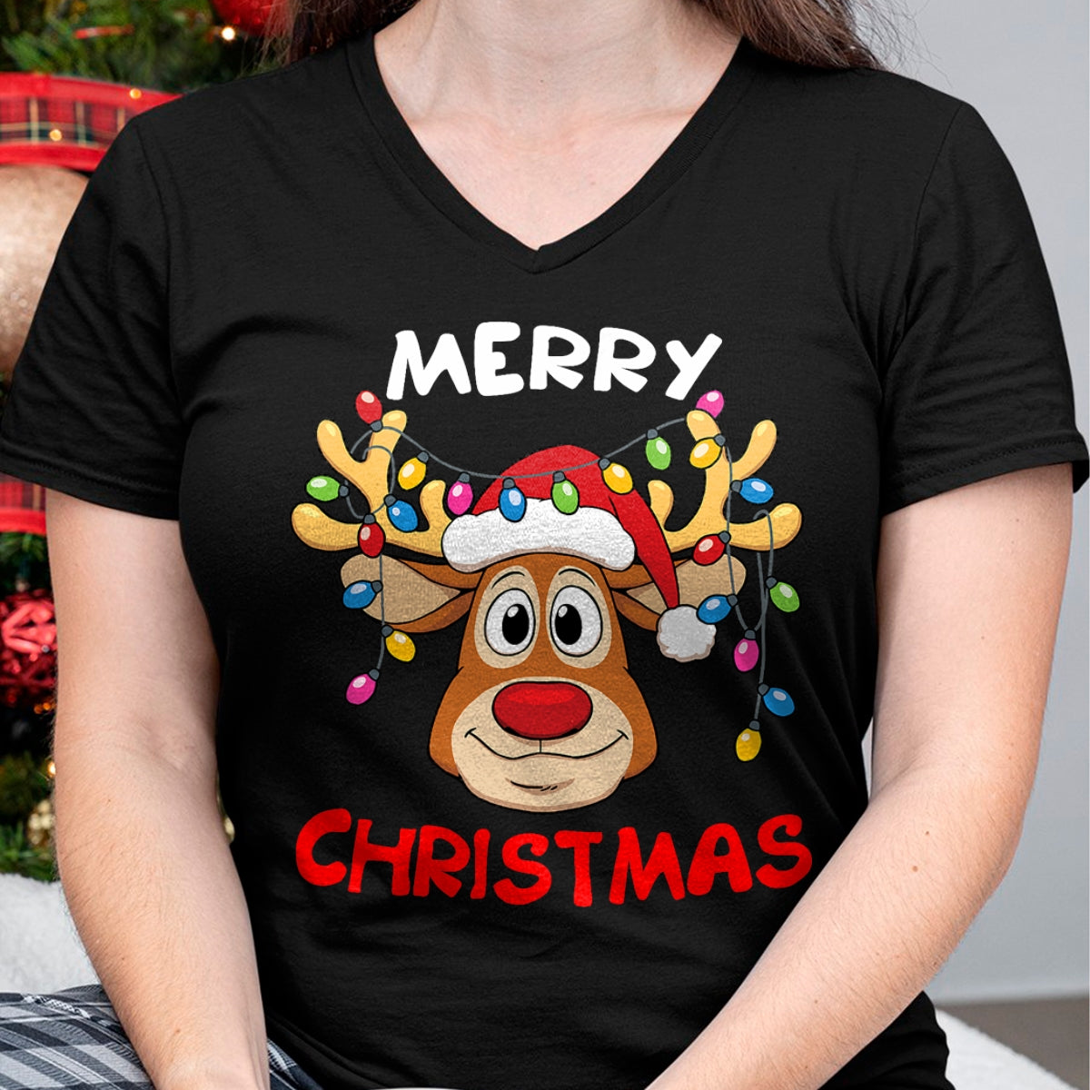 Merry Christmas Reindeer Xmas Family Men Women T-Shirt - Christmas Unisex T-Shirt/Hoodie/Sweatshirt - NINA00
