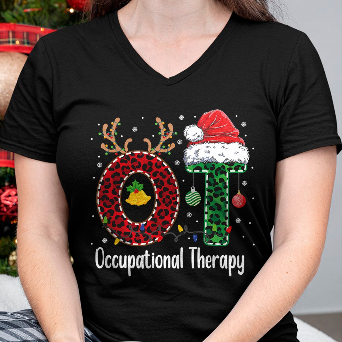 Christmas Shirts for Family, Funny christmas shirts, Christmas Unisex T-Shirt/Hoodie/Sweatshirt HLT00 - Occupational Therapy Christmas santa hat OT Therapist T-Shirt