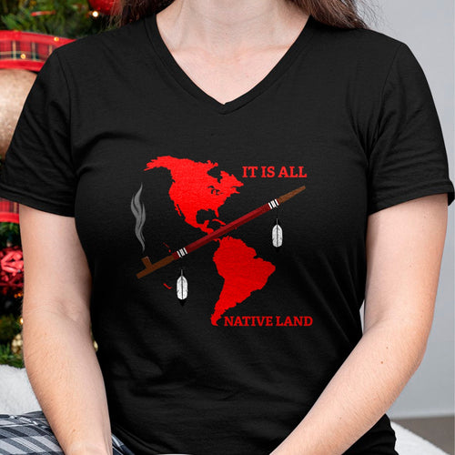 Native American T-Shirts, Vintage Native American Unisex T-Shirt/Hoodie/Sweatshirt HLT00 - Native American It's Native Land With Ceremonial Pipe T-Shirt