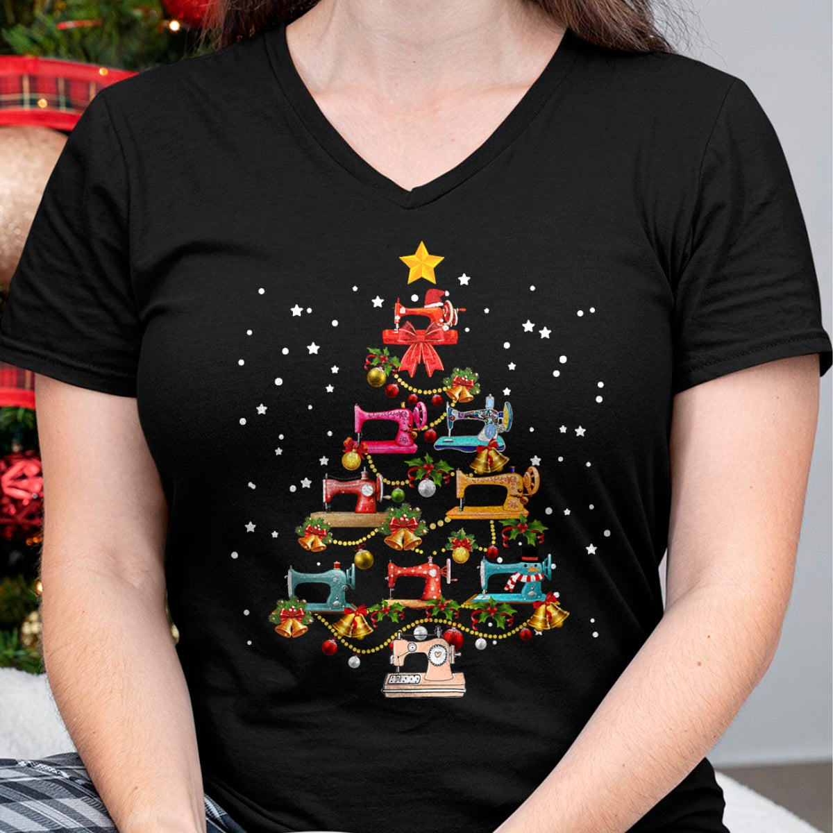 Funny Sewing Machine Christmas Tree Christmas Ornament Women T-Shirt - Christmas Unisex T-Shirt/Hoodie/Sweatshirt - NINA00
